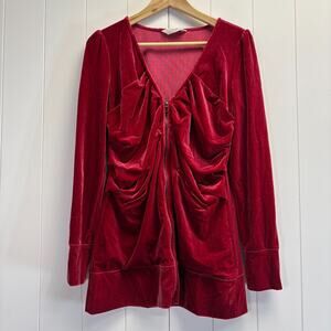 Boston Proper Sport Womens Athleisure Velour Ruched Jacket Size M Activewear